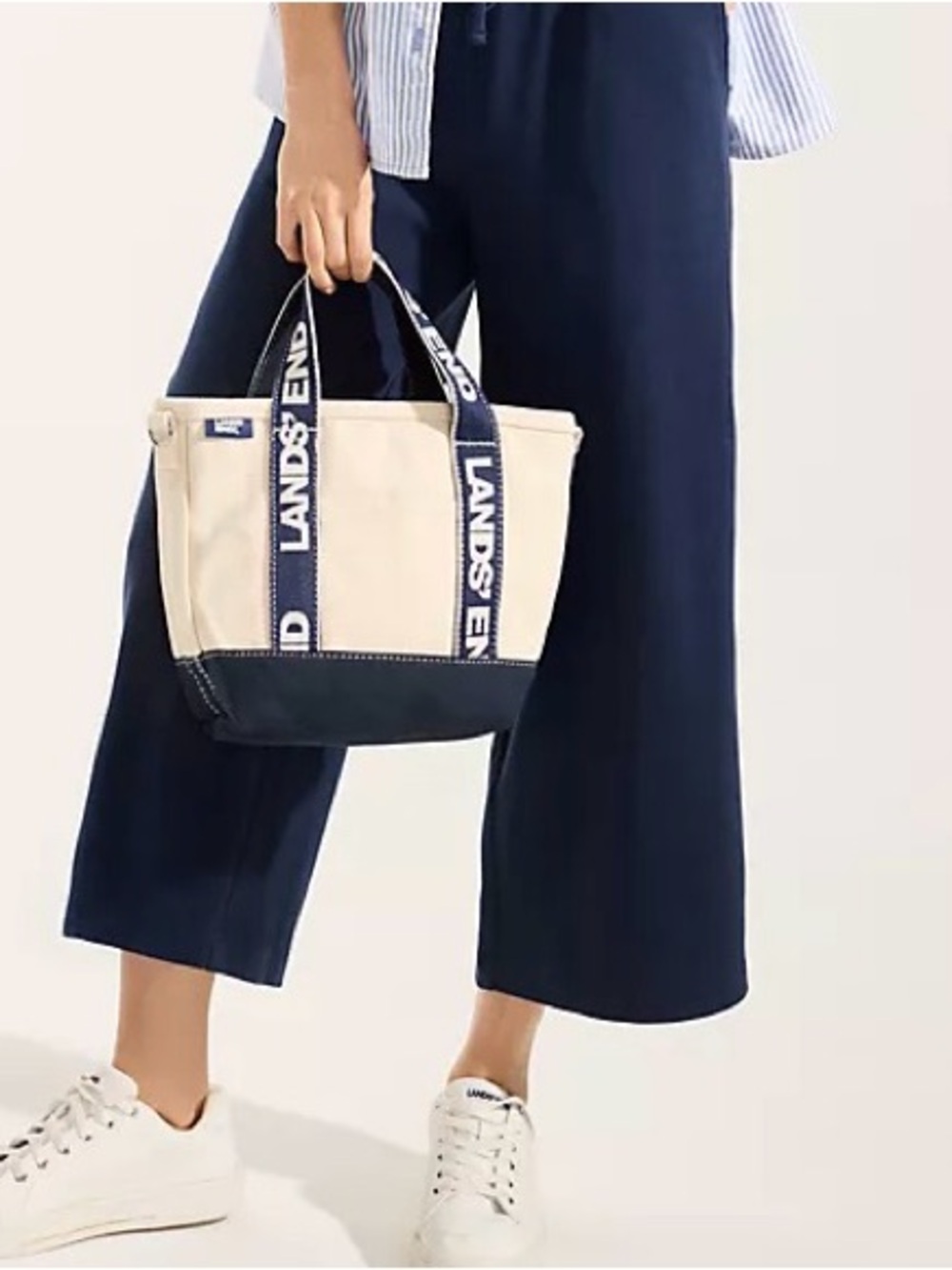 GLG Cropped Wide-Leg Navy Pants